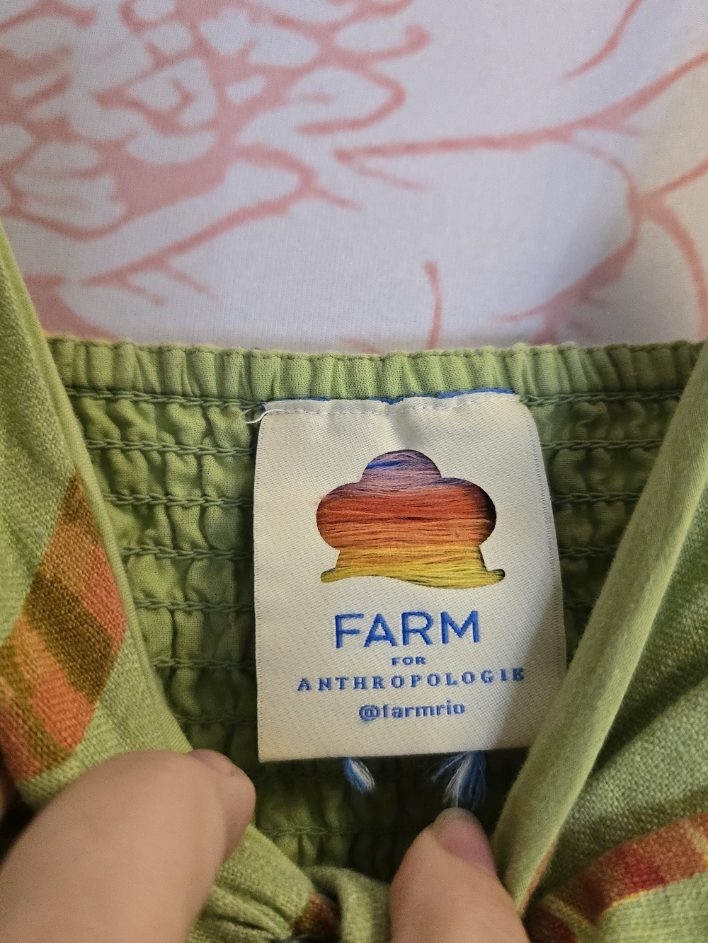 FARM Rio 100% Linen Palm-Print Maxi Dress with Smocked Back and Spaghetti Straps - Picture 7 of 8